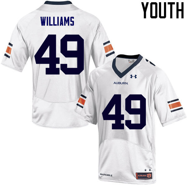 Youth Auburn Tigers #49 Darrell Williams White College Stitched Football Jersey